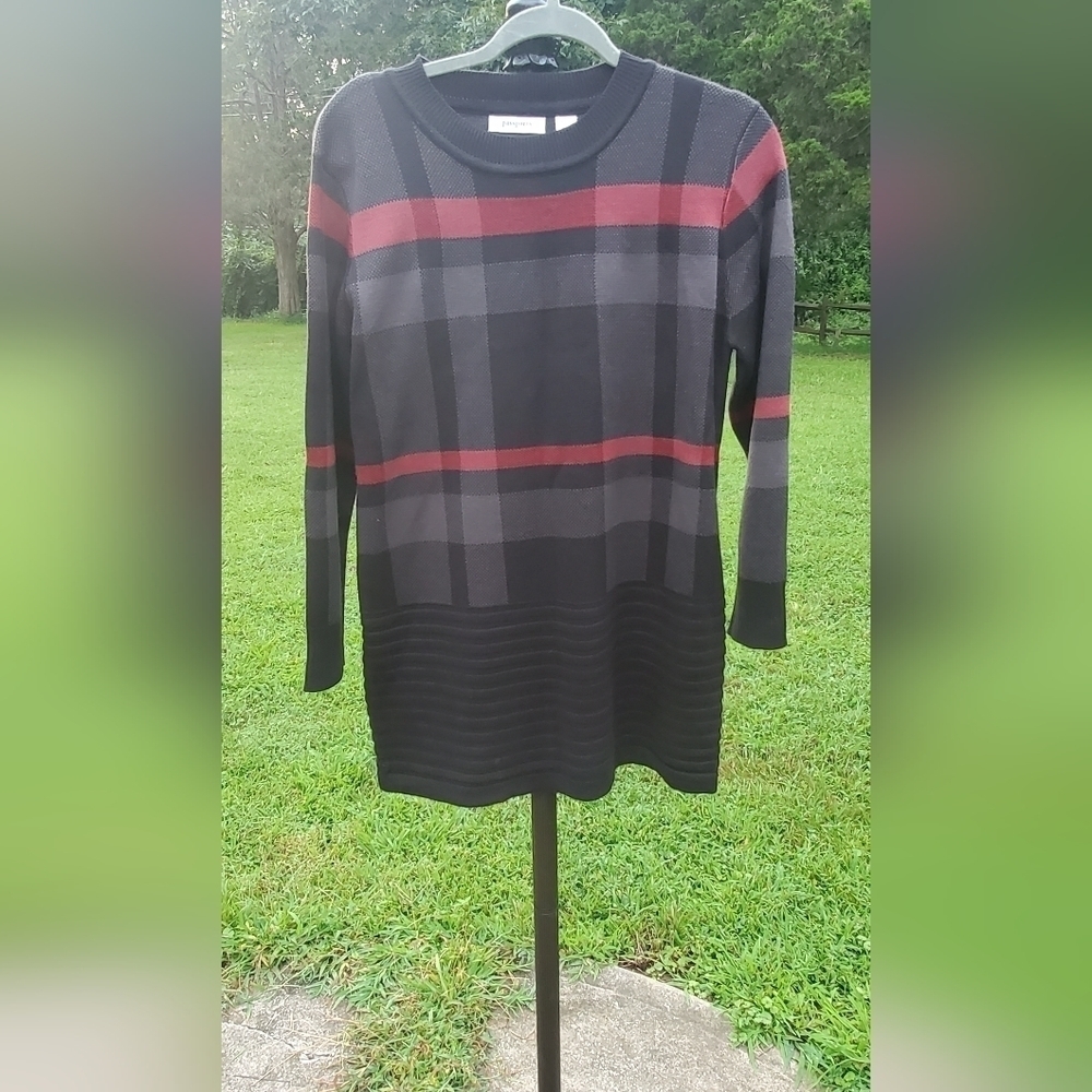 Passports Plaid Tunic Long Sweater/Midi Dress Size M